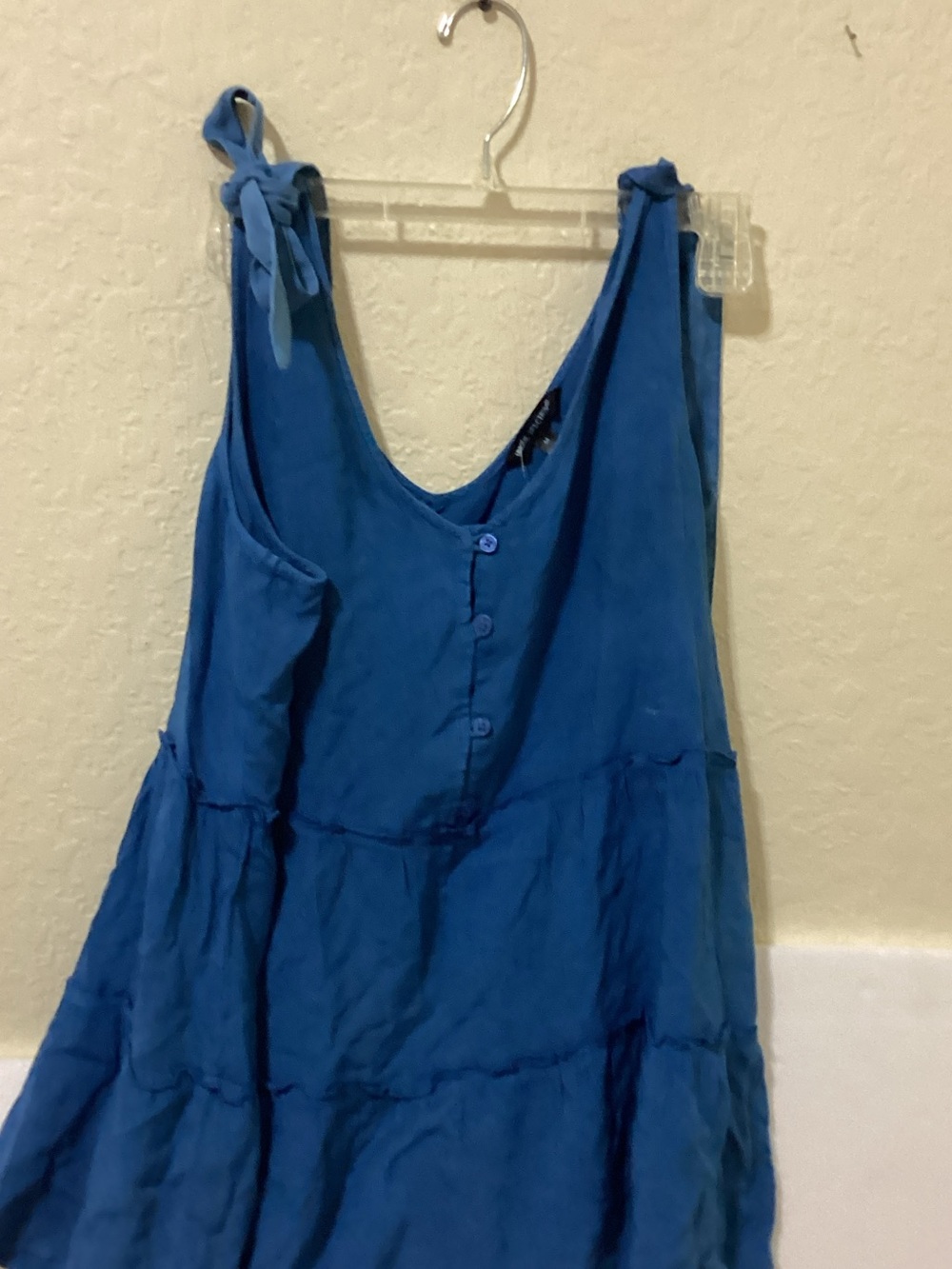 Unique Spectrum Blue Tie-Shoulder Tiered Tank